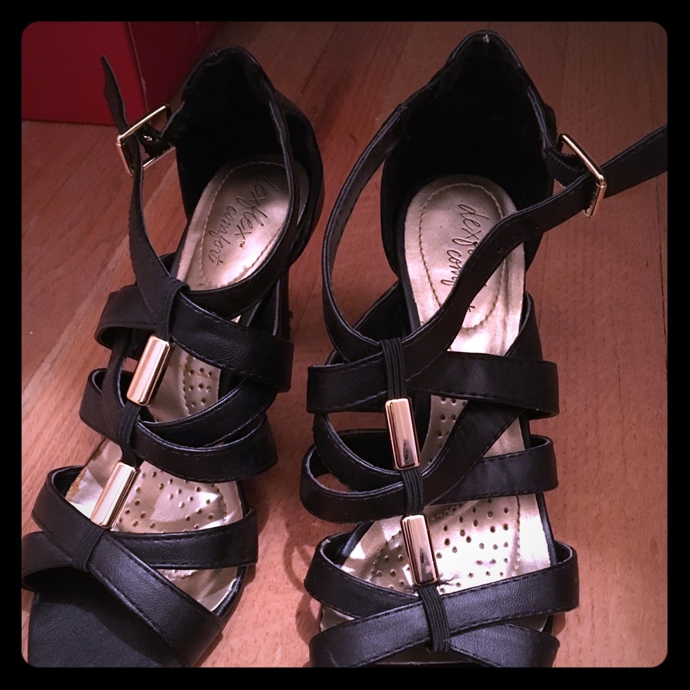 Black striped heels